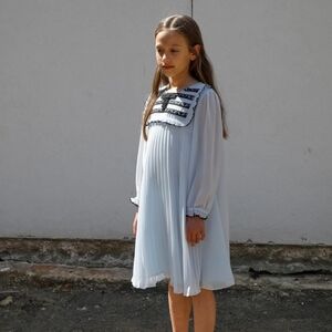 Self Portrait Kid Blue Dress With Black Details